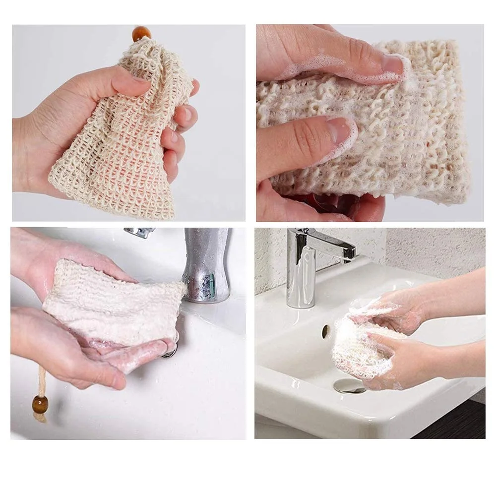 12x14cm Customized Reusable Jute Hemp Flax Jewelry Drawstring Pouch Soap Bag