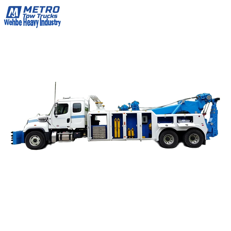 Metro Wehbe Heavy Duty Roll Back Wrecker Tow Truck 50 Tons Road Rescue Recovery Vehicles Tow Wrecker for Sale Customizable 2 Pcs