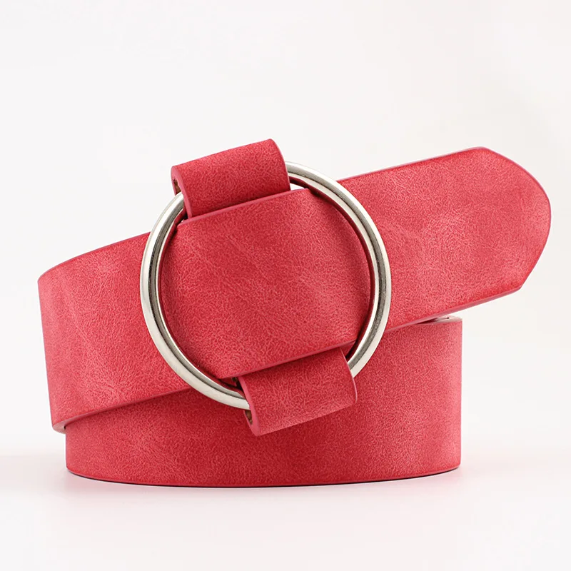 Wholesale 2022 new cheap fashion colorful women teenager round leather belt buckles trendy belt
