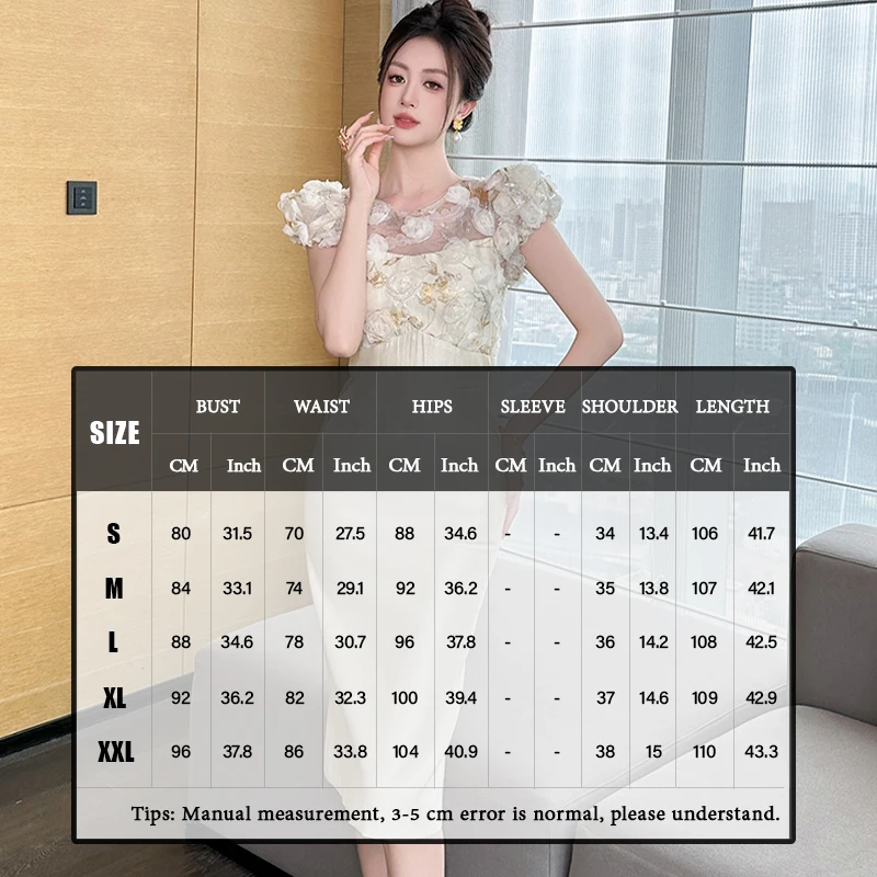 ZYHT 21363 Women Formal Dresses 3D Flower High Waist Bodycon Party Elegant Clothes Summer Casual Dresses for Women