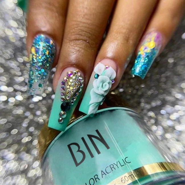 BIN профессиональная Мода 120 цветов EMA акриловая смола порошок для ногтей пудра