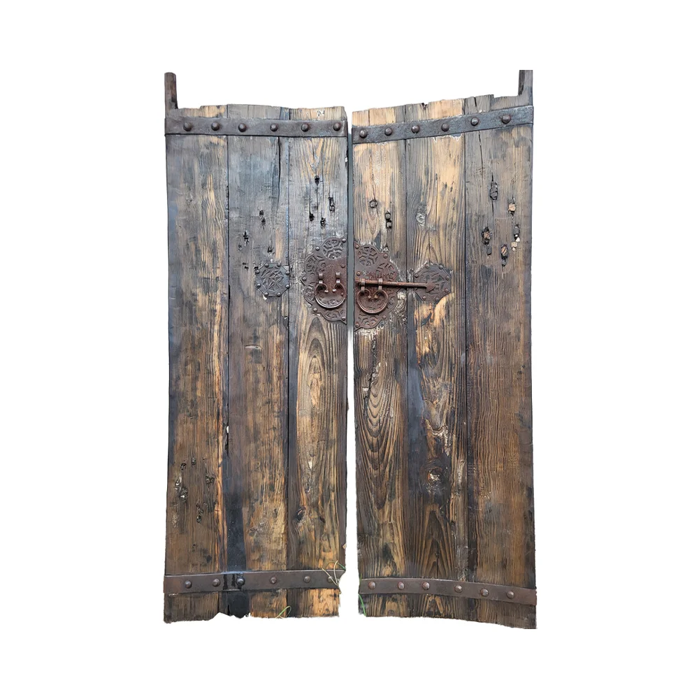 Antique old traditional reclaimed Chinese rustic  pine solid wood door
