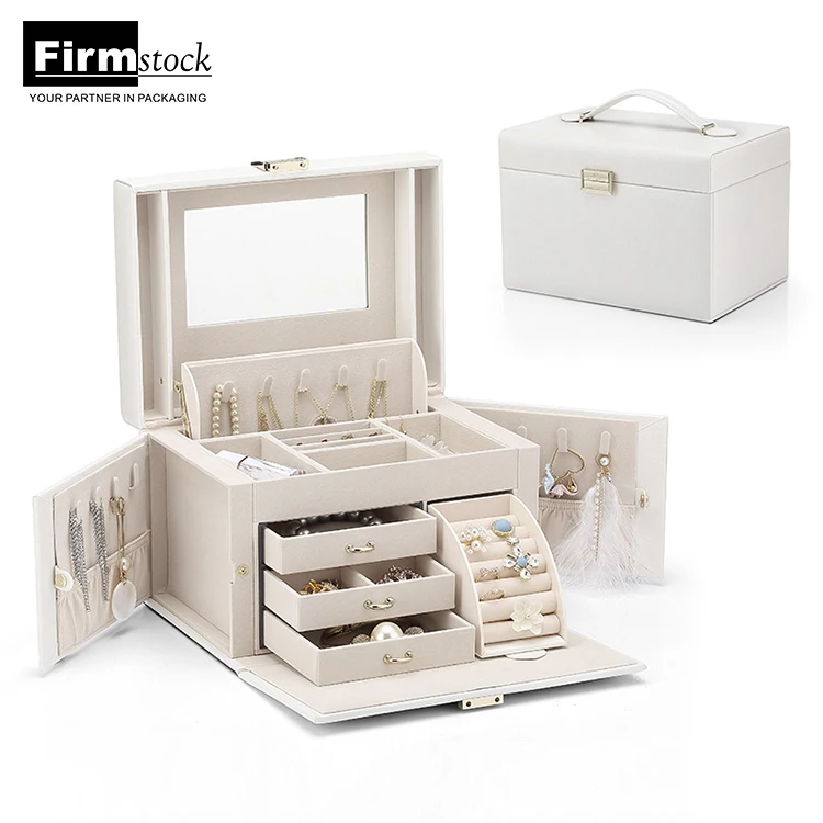 Ring Pendant luxury leather Box Wood MDF Case Storage Velvet  Travel Organizer Boxes For Jewelry