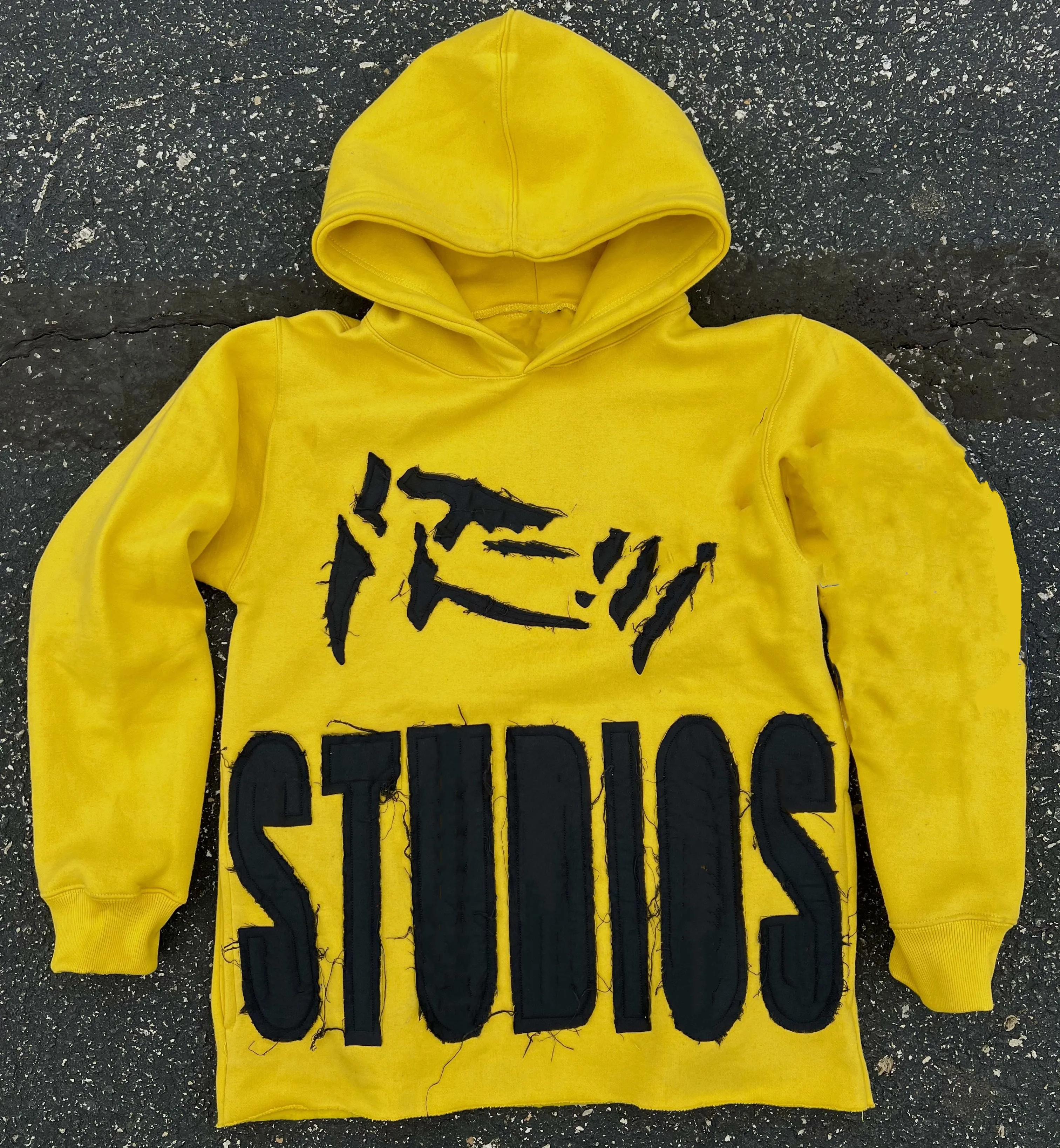 Heavyweight Copped Custom Distressed Embroidery Applique Patch Mens Pullover Autumn Winter Raw Hem Cropped Hoodie Oversized Men