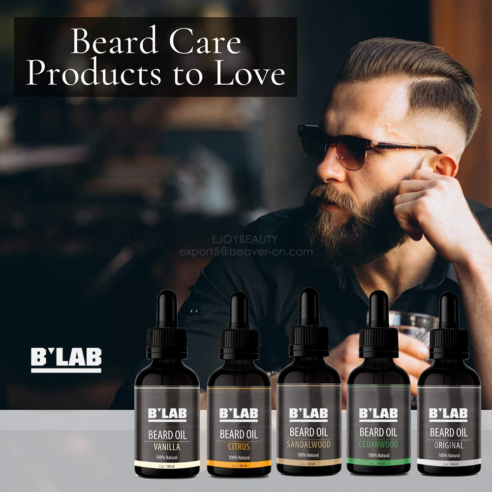 OEM ODM Custom Logo Vegan Hair Care Beard Growth Oil Barber Organic Mens Private Label Beard Oil