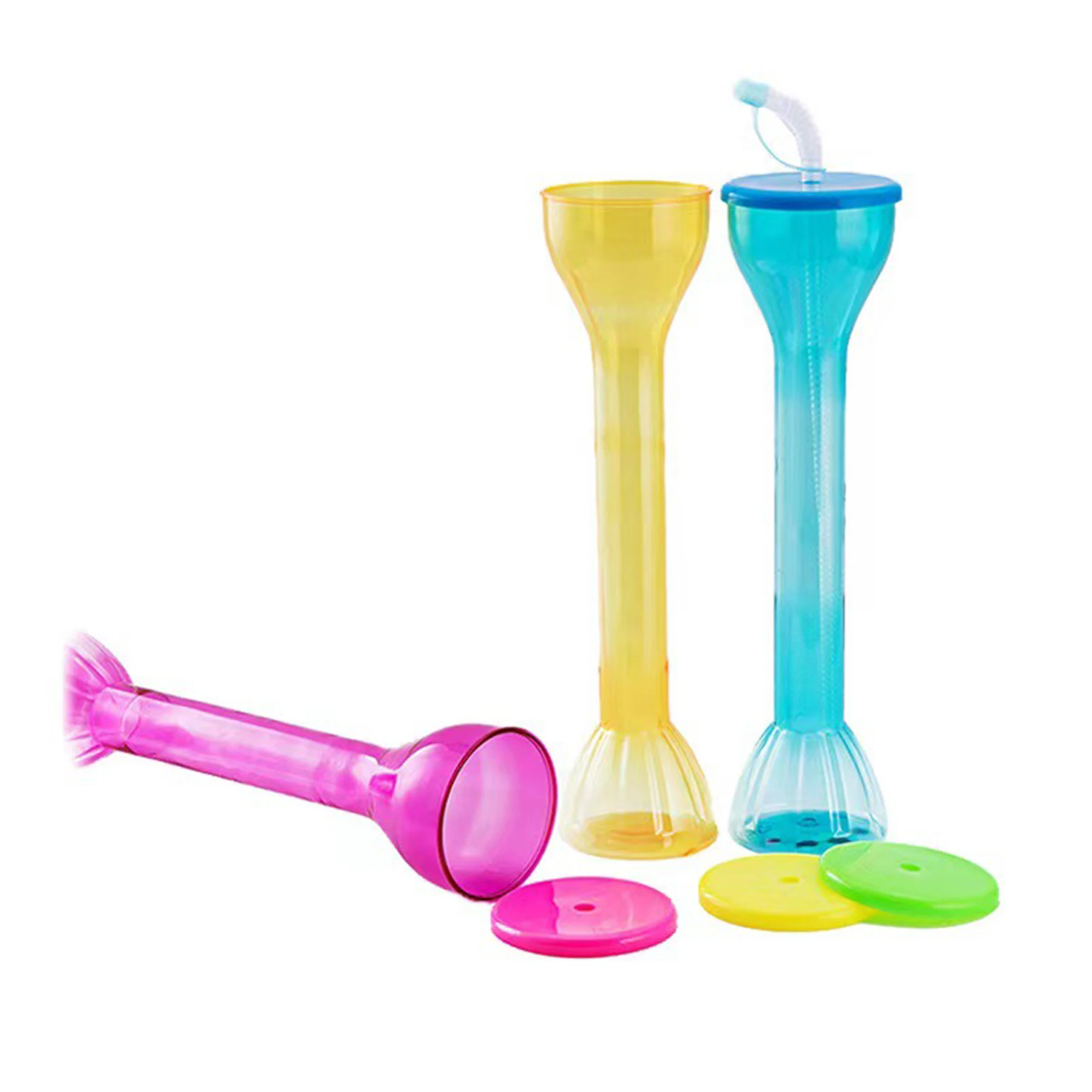 Custom Logo Printed 21oz Personalized Plastic Long Neck Frozen Margarita Slushy Cups Party Daiquiri Cocktail Yard Cup With Straw