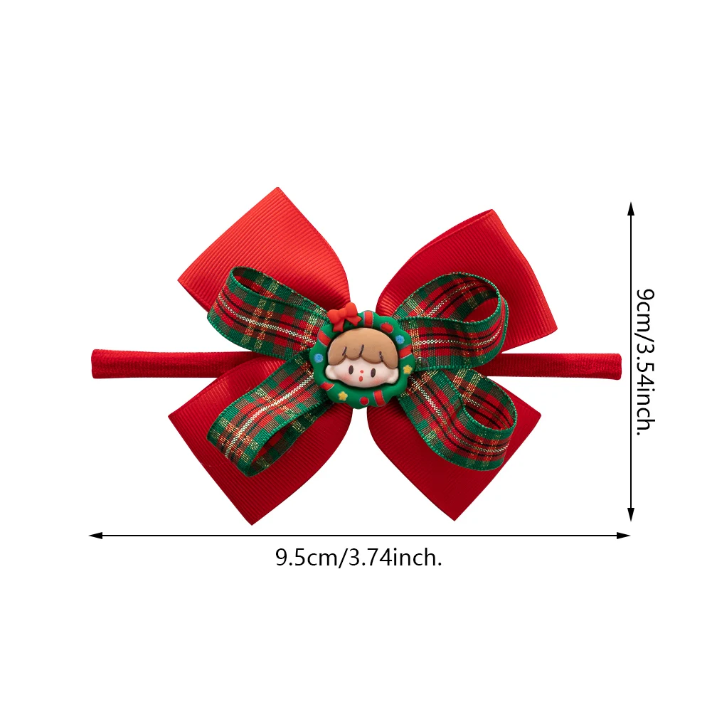 Hot Sell Baby Red Headband Christmas Nylon Hairbows Custom Print Hair Bands New Year Photography Supplies