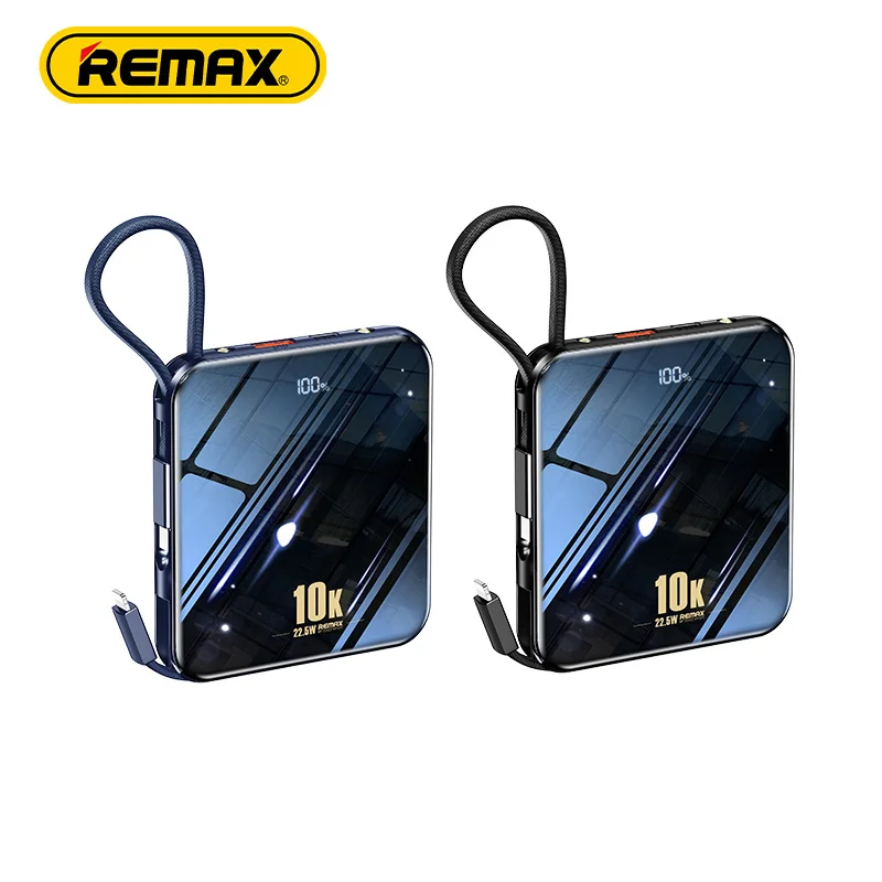 Remax RPP-285 mini PowerBank Pocket Type C Cables Usb Mini Slim 2022 led light Portable Power Bank 10000Mah For IPH Huawei