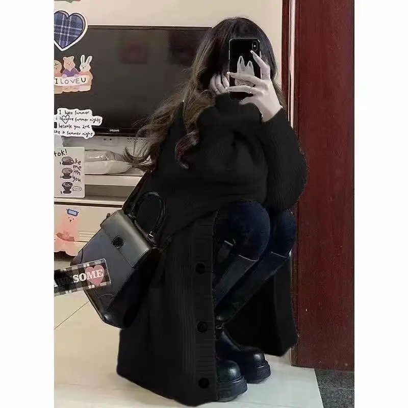 Camel Chunky Knit Button Up Cardigan Long Sleeve Twisted Crochet Sweater