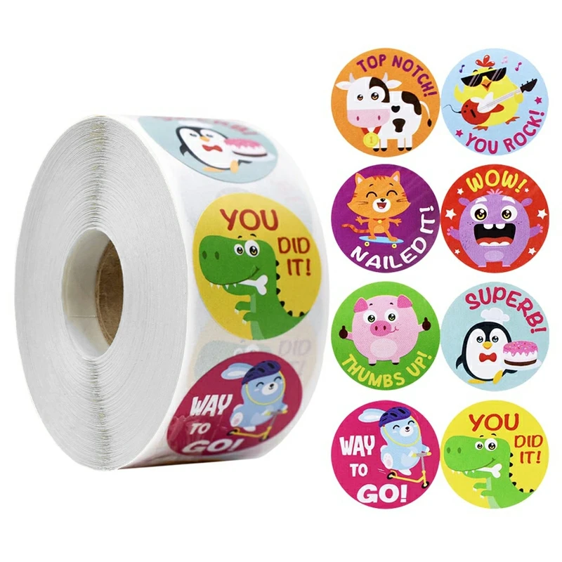 Adhesive Stickers Toys Decorated Children Teachers Reward Stickers Letter Emoticons Smiley Face Coated Paper Cute Cartoon CN;ZHE