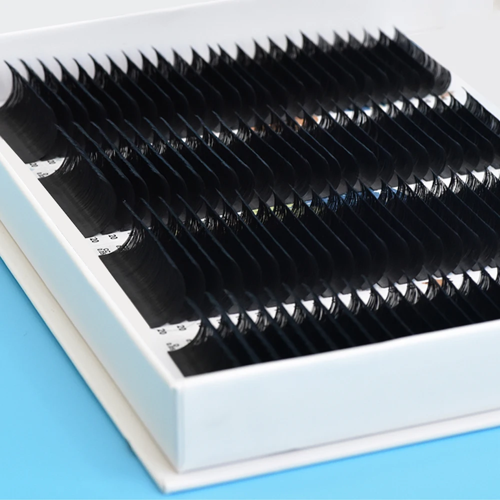 LashPlus Darkest Black Pbt Fiber Lash Long Tapered Tip Eyelash Extensions Wholesale Price for Salon Soft Thin Tip Eyelash