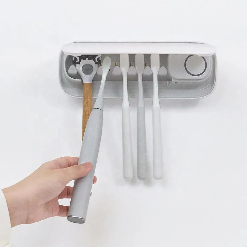 Custom toothbrush holder portable UVC toothbrush box with heating dry fan rechargeable toothbrush sanitizer