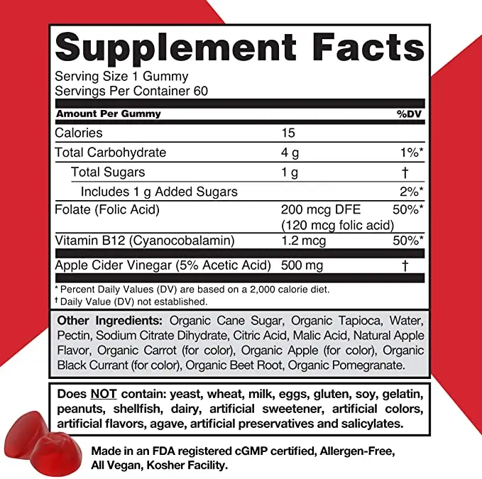 Витамины мастики для уксуса яблочного сидра от Goli Nutrition-детоксикация иммунитета 1 упаковка 60 шт. с мамой без глютена