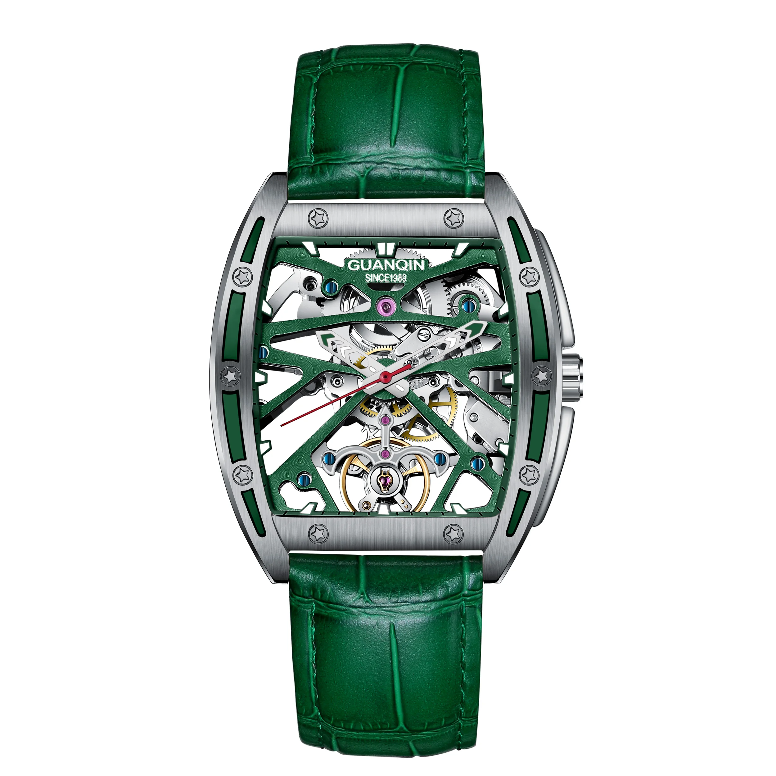 Автоматические механические мужские часы GUANQIN, роскошные Брендовые мужские деловые часы с турбийоном, мужские часы reloj hombre
