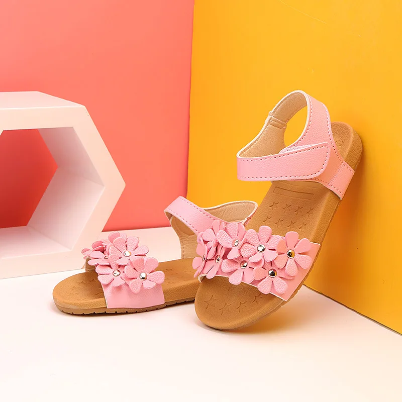 Summer Toddle Girls Beach sandals Soft Bottom Elegant Shose Open Toe Flat Sandals Casual Shoes Sweet Princess