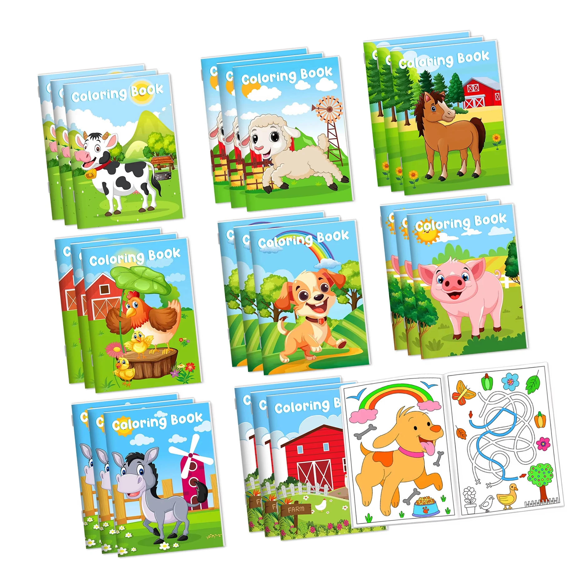 Wholesale Custom Printing Farm Animals Coloring Books Small Art Drawing Book for Kids Children