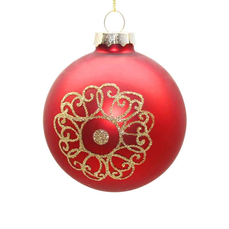 Christmas Glass Balls Painted Ornaments Hanging Decoration Pendant Printed Baubles Supplies Decor For Tree Holiday Easter Wreath