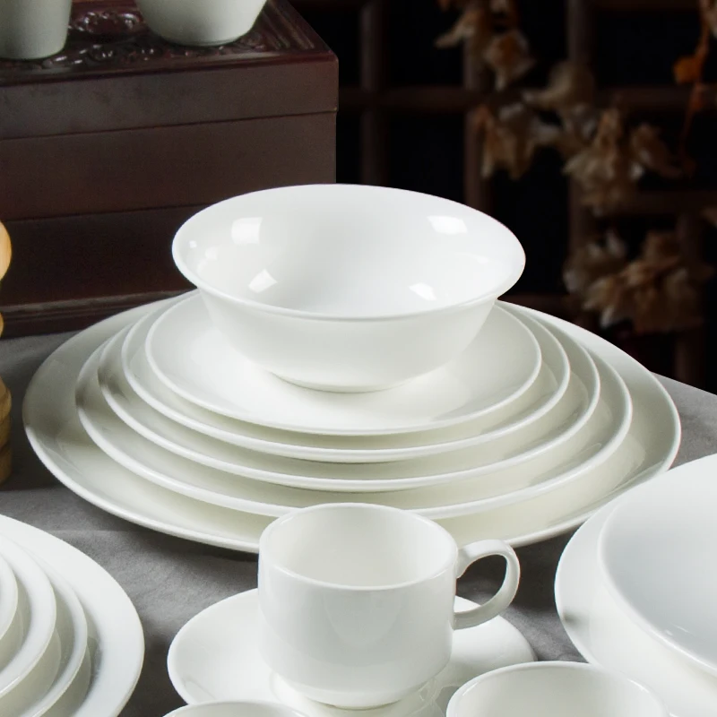 Ceramic Manufacturing Classic White Ceramic Dinner Set Porcelain Dishes Plates Set Hotel Chinaware Hotel & Restaurant Supplies