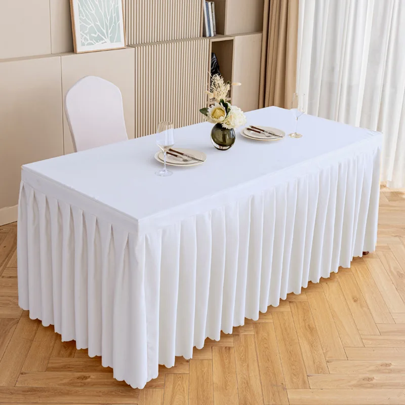 Rectangular conference table skirt dustproof decorative tablecloth ruffled banquet wedding table cover