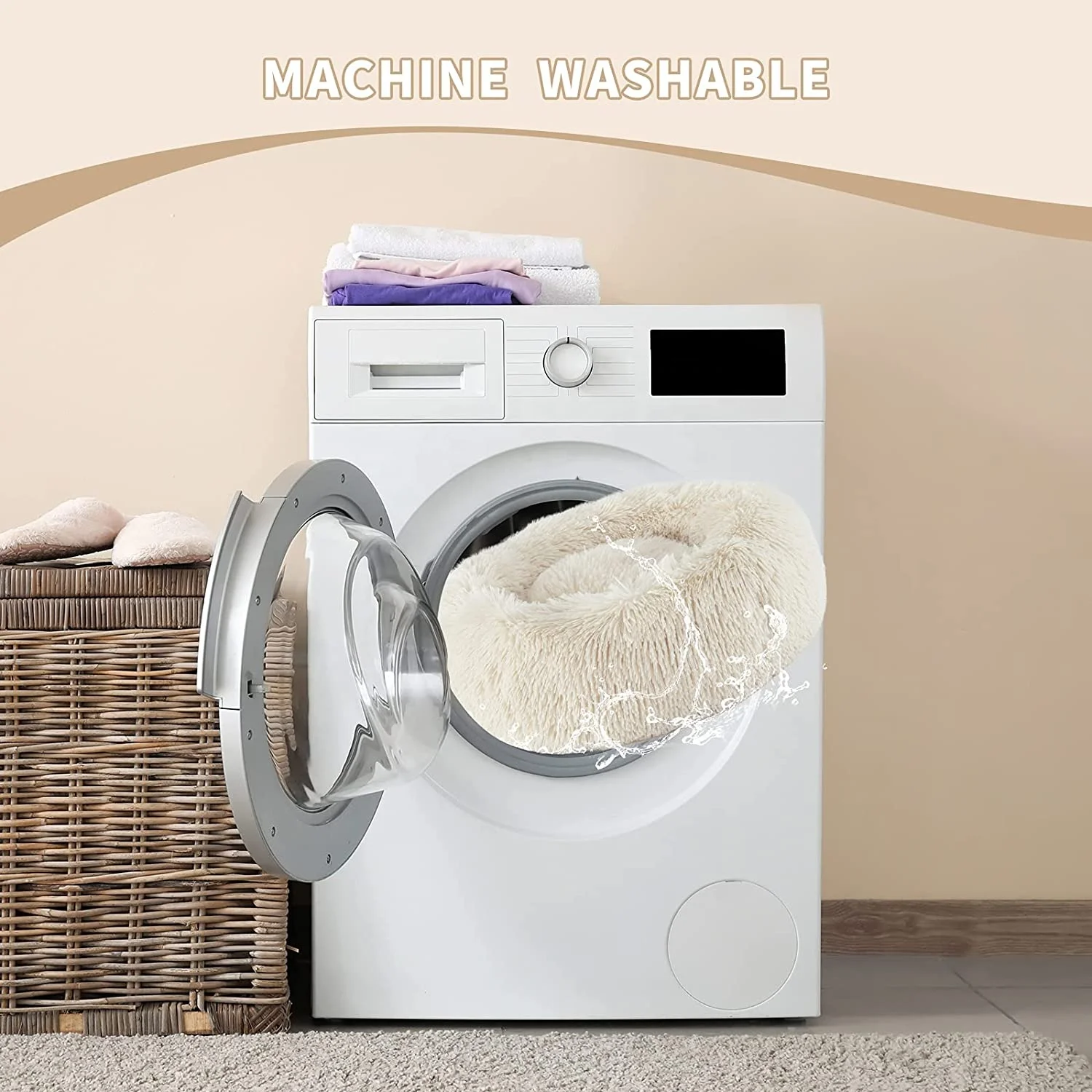 Hot sale pet bed Round soft comfort luxury plush cat dog beds washable donut dog bed