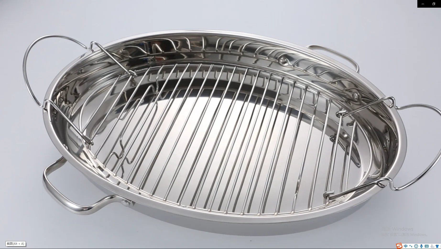 
induction stainless steel oval roaster with rack 
