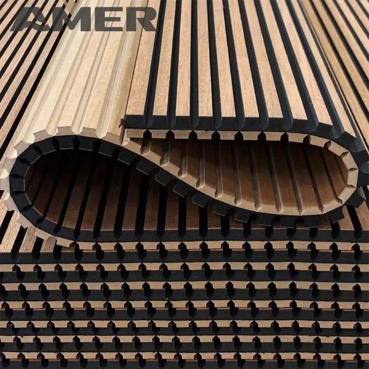 AMER Factory Price 2440*600mm New Arrival PET Panels Manufacturers MDF Acoustic Slat Panel Acoustic Wall Panel Soundproof