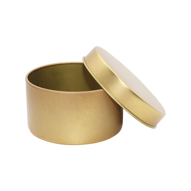 Portable metal packing tin box practical high quality round golden tin box  custom food grade tin can