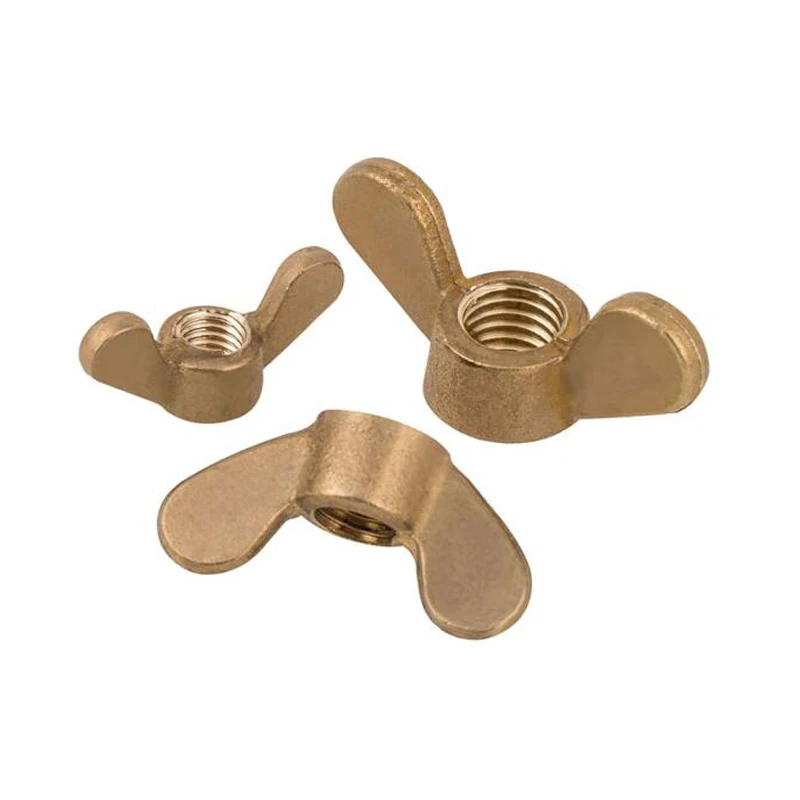 M4 M5 M6 H59 H62 Brass Bronze Copper Alloy Steel Yellow Zinc Plating Edged Wing Square Wing Round Butterfly Wing Nut DIN315