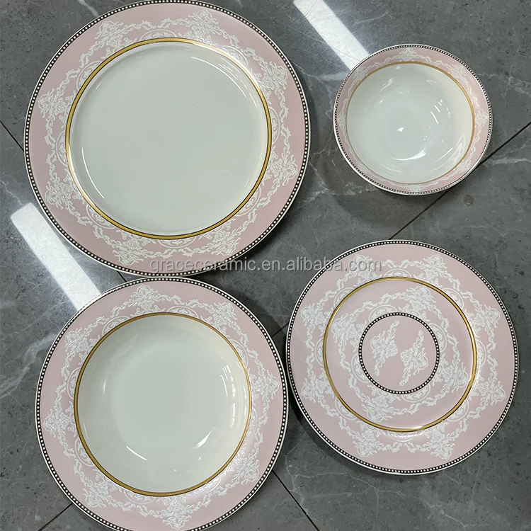 24pcs Round shape elegance fine porcelain dinner set personalized design bone china dinnerware set for 6