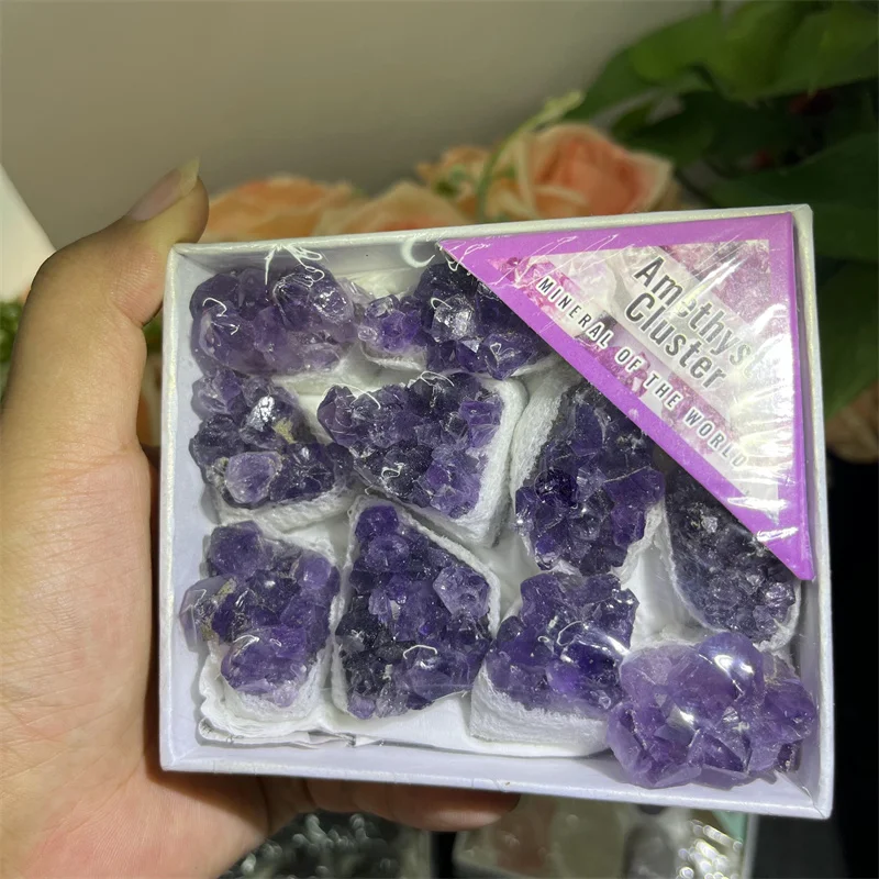 Wholesale Natural Gemstone Rough Box Unpolished Raw Stone Crystal Specimen Amethyst for Gift