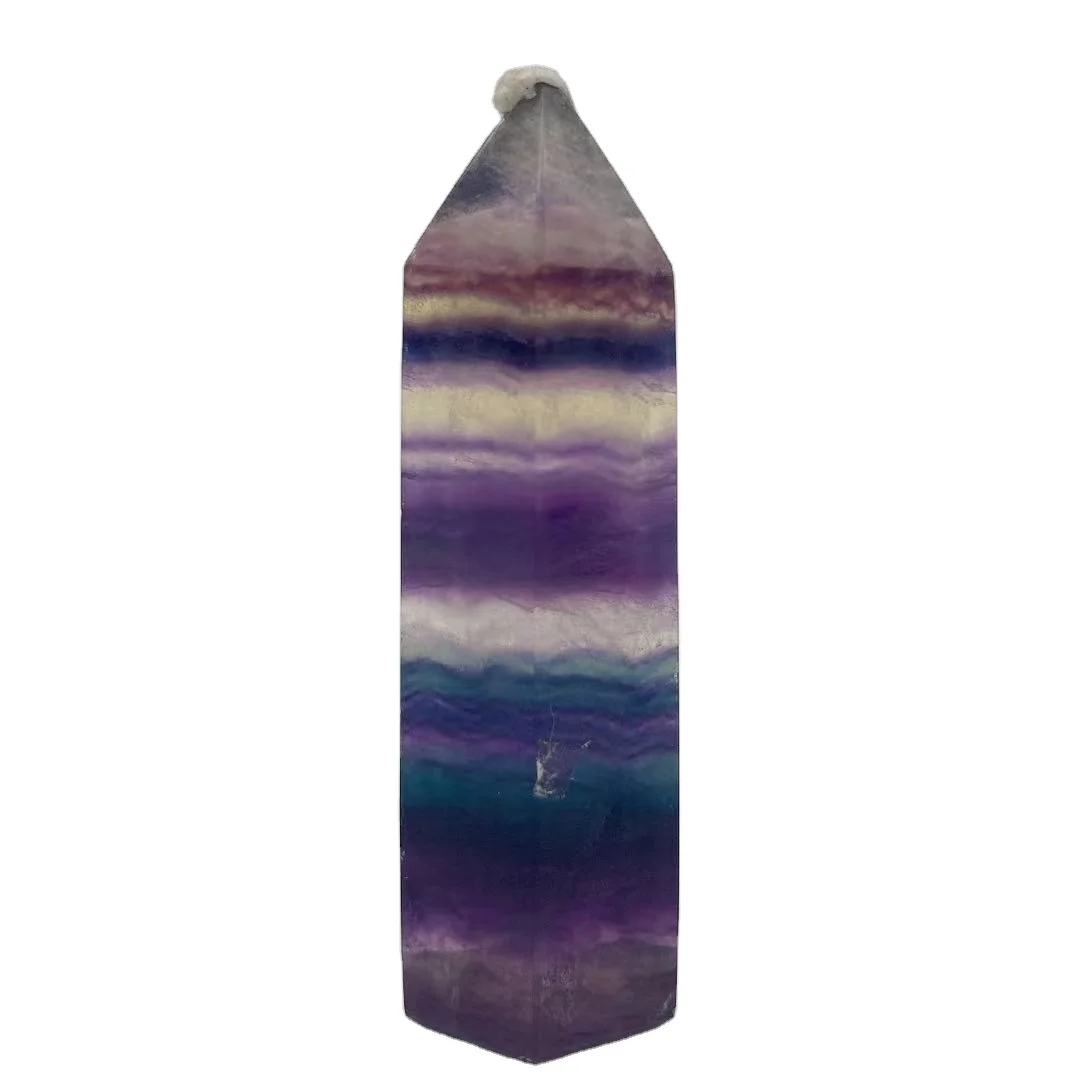 Natural Rainbow Fluorite Hexagonal Prism Decoration Energy Single-pointed Ore Specimen Spirit Quartz Point