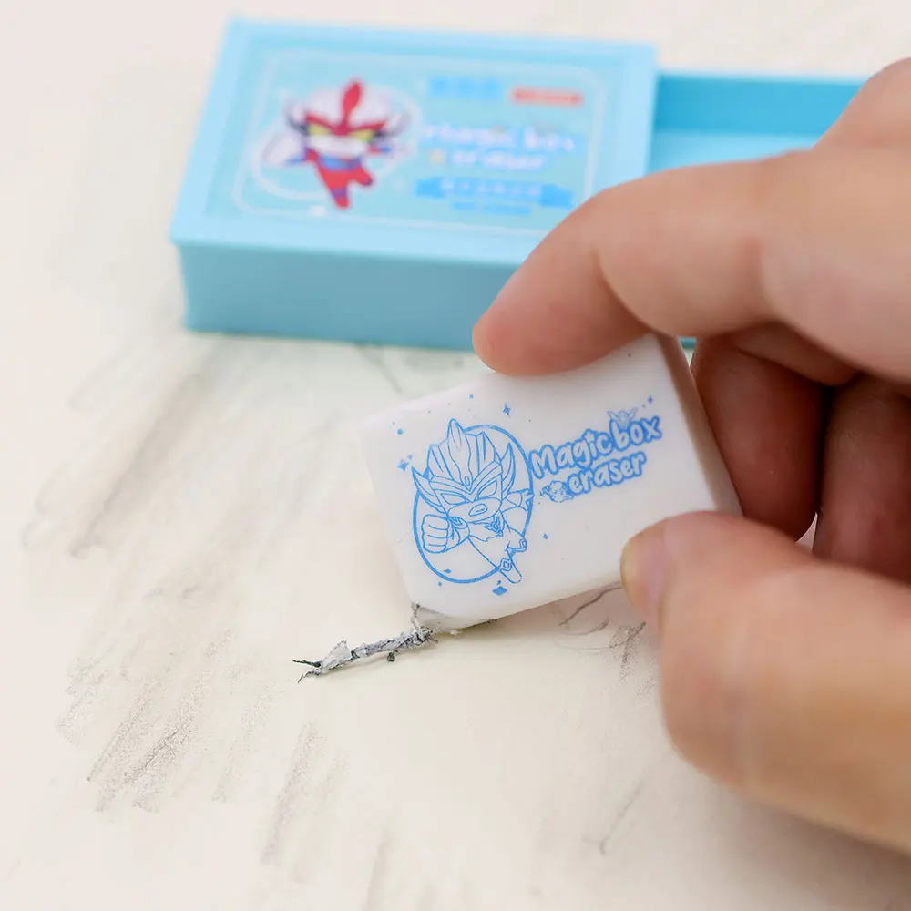 Anime Superman Magic Box Fun Eraser School Sample Kids Learning Stationery Gift Factory Colored rubber Factory for children
