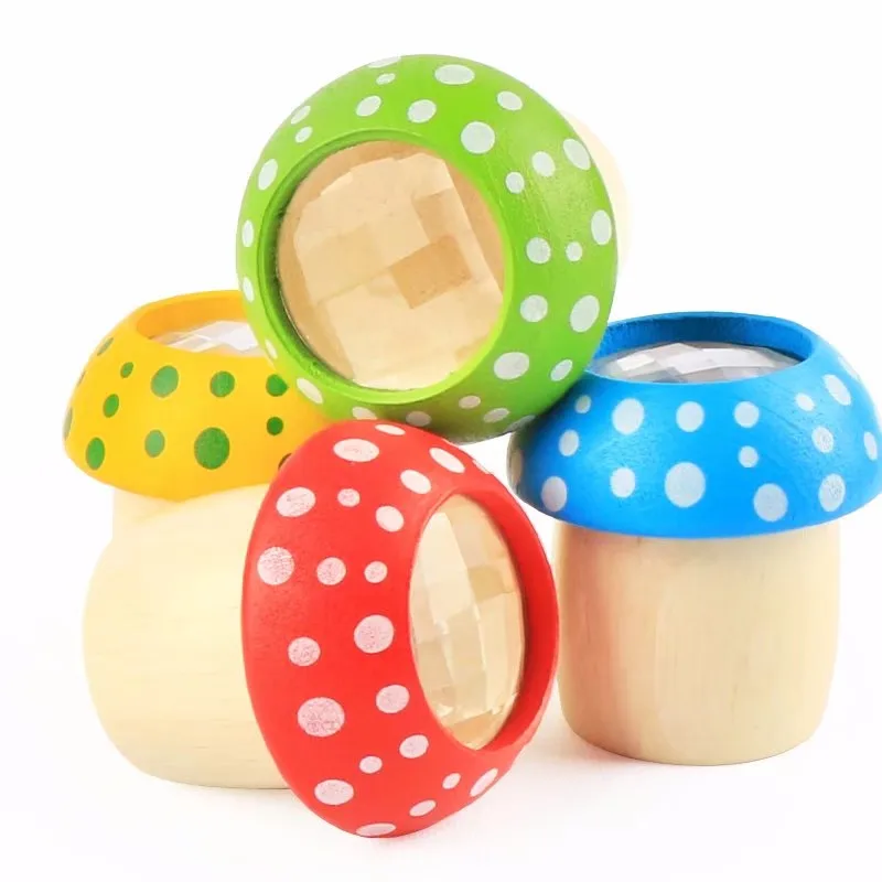 custom made Kids magical Cartoon artascope Wooden baby mini kaleidoscope toy