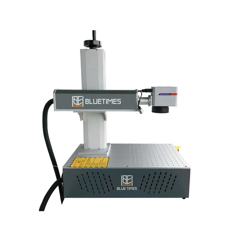 Bluetimes 30w 50w optical portable fiber laser marking machine with rotary