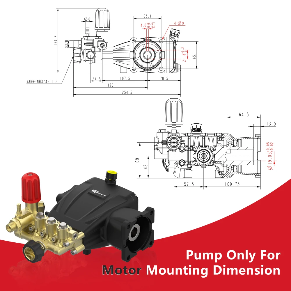 Kuhong 3200psi 220Bar 7.5HP Stainless Steel Petrol Gas Horizontal High Pressure Car Washer Pump