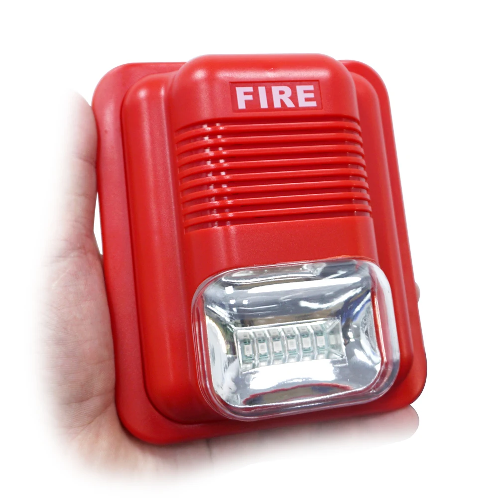 Indoor Fire Alarm Siren And Red Flashing Strobe Fire Station Light Siren Sounder 3 Tones Wired 12v/24v Fire Siren Alarm
