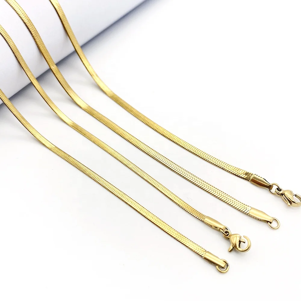 Оптовая продажа из нержавеющей стали змея цепи для женщин ожерелье 18k позолоченные цепочки с узором «елочка» золотая цепочка изготовления ювелирных