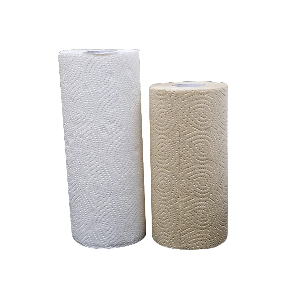 Extra Absorbent Bamboo Pulp Kitchen Paper Towel Roll Commercial Nice Butterfly Pattern Emboss for Home Office Use