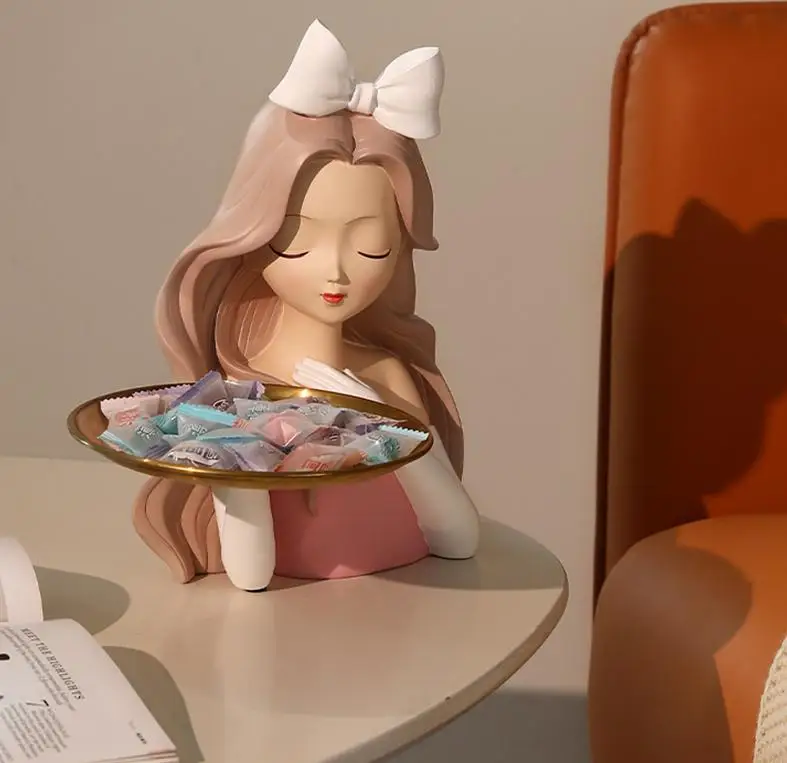 Resin handicraft home decoration Europe type style table decor makeup lipstick Girl Resin Sculptures