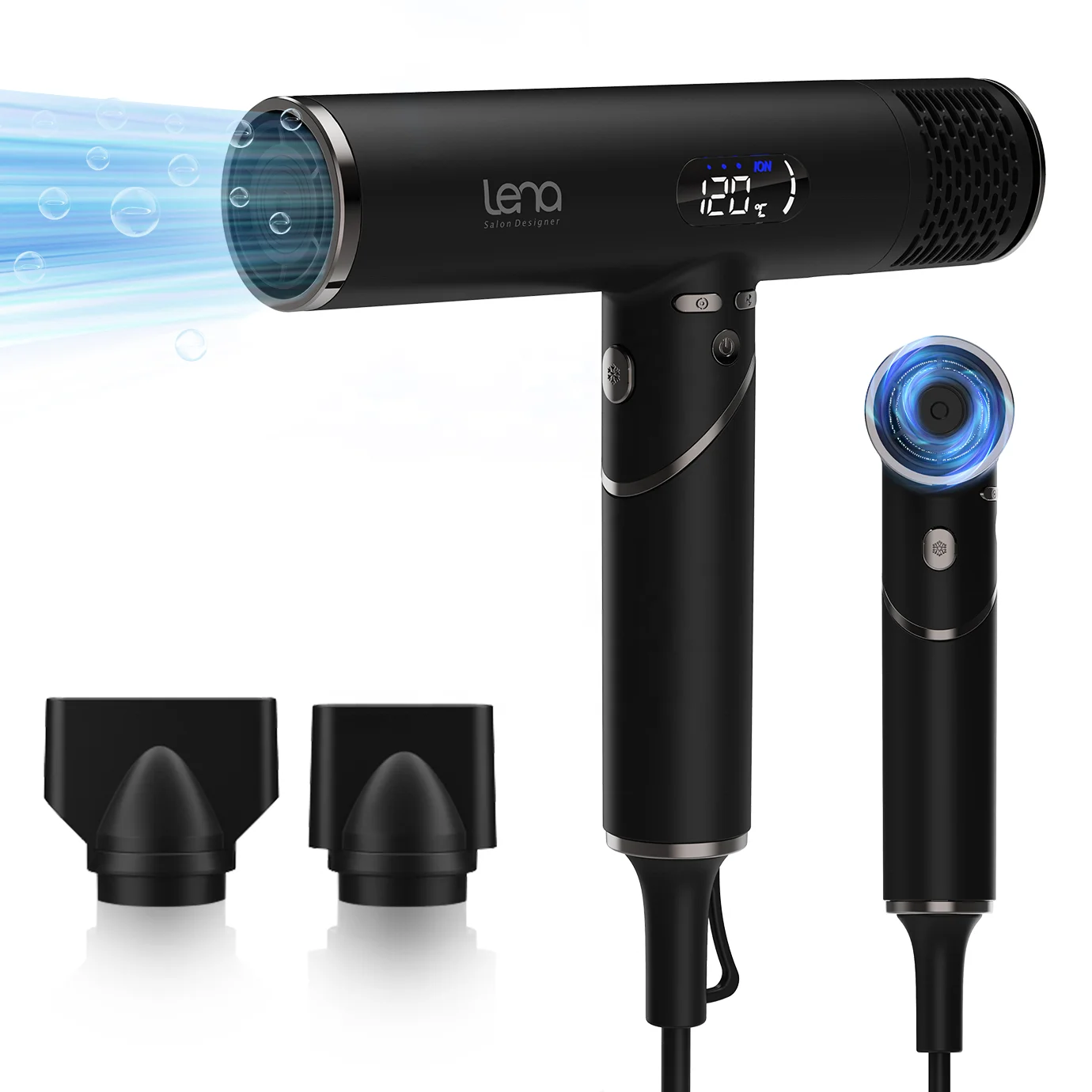 Lena 110000RPM Negative Ion BLDC Motor Leafless Blow Dryer High Speed Foldable Super Brushless Hair Dryer