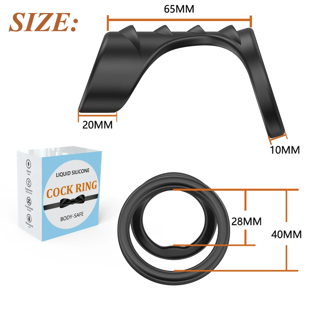 Silicone Dual Cock Ring Stretchy Penis Rings for Longer Harder Stronger Erection Improve Sexual Performance Sex Toy for Couple
