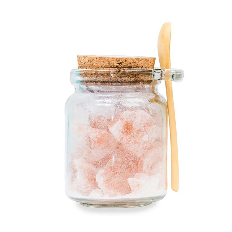 Стеклянная банка с бамбуковой ложкой и Пробковой Крышкой для специй, солевых приправ, 8 унций, 250 мл