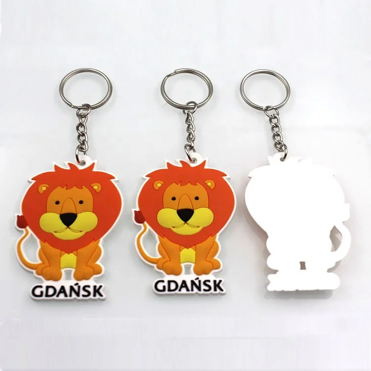 OEM customized design key chain cheap gift keyring custom 3D cartoon lion shape soft PVC rubber advertising keychain