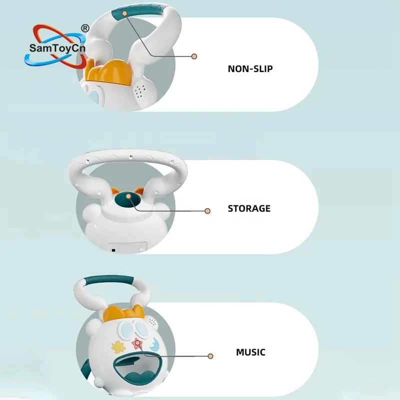 Samtoy Plastic 3 in 1 Baby Walker Multiple Function Handheld Activity Twist Wheels Learning Walk Folding Baby Walker with Music