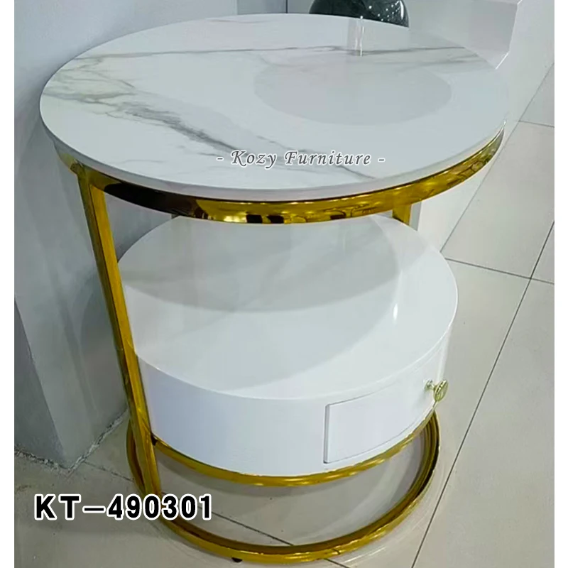 Chinese Modern Design Small Round Stainless Steel Coffee Tea Table for Living Room