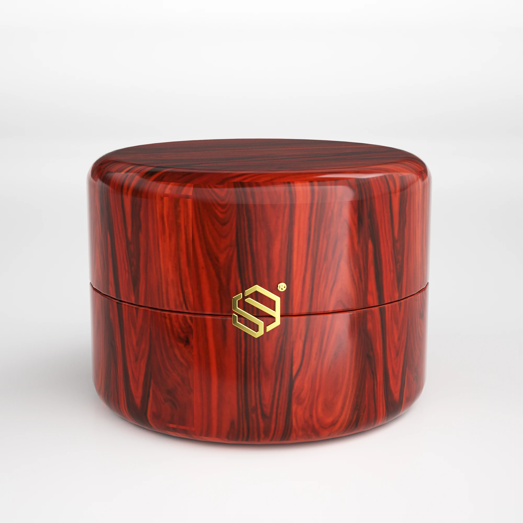Portable Luxury Wood Ring Box Personalized Solid Walnut Woden Round Jewelry Ring Box