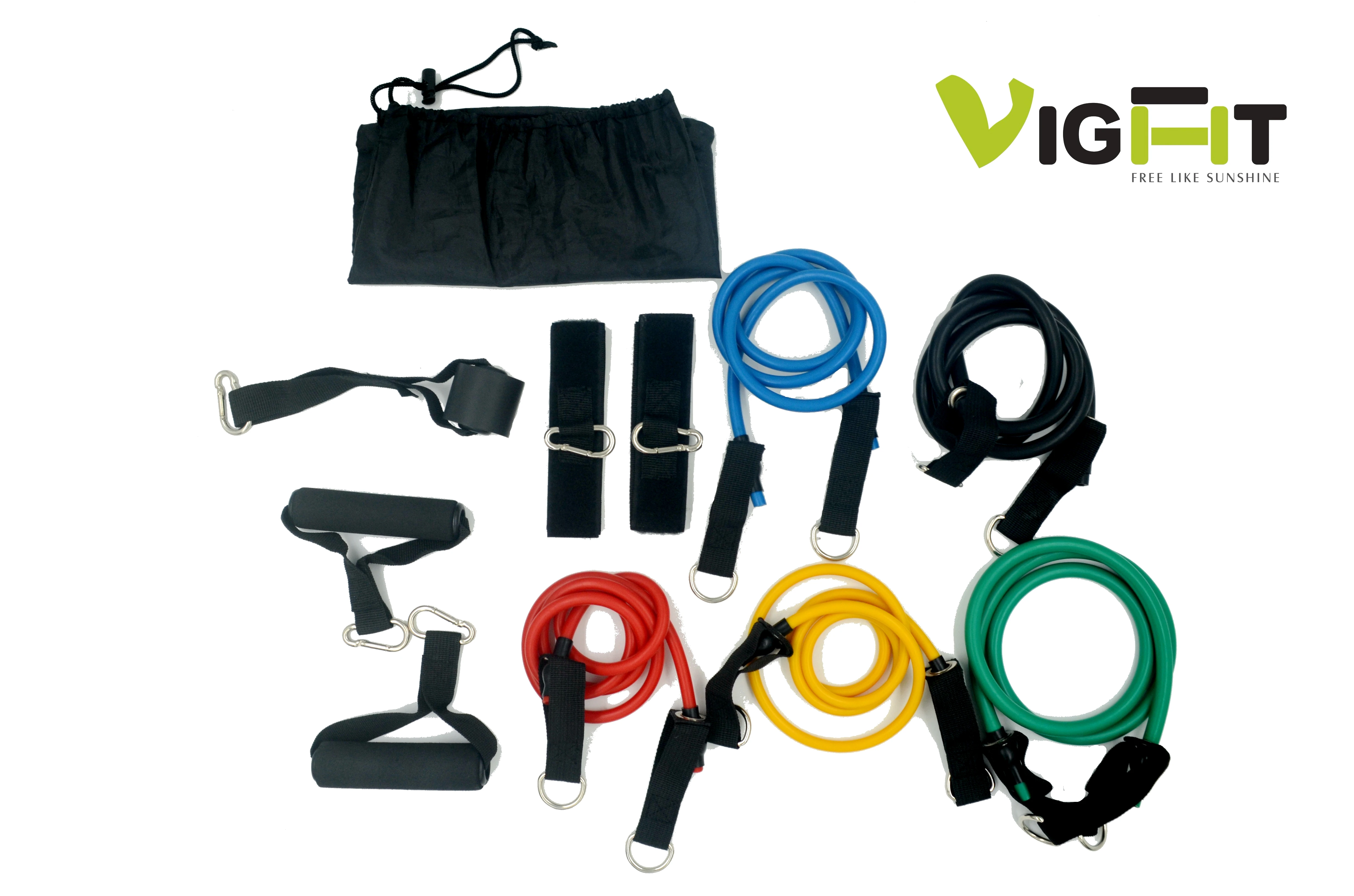 High quality TPR 100LBS resistance bands  tube  set 11pcs elastic bands fitness set