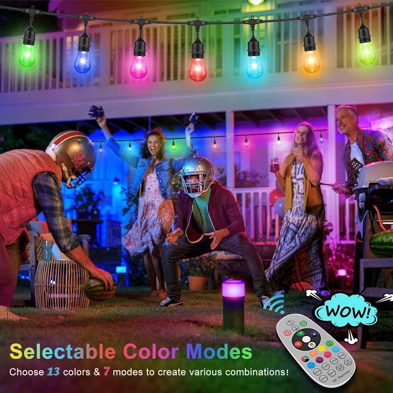  Гирлянда светодиодная S14 RGB водонепроницаемая IP65 48 футов 15