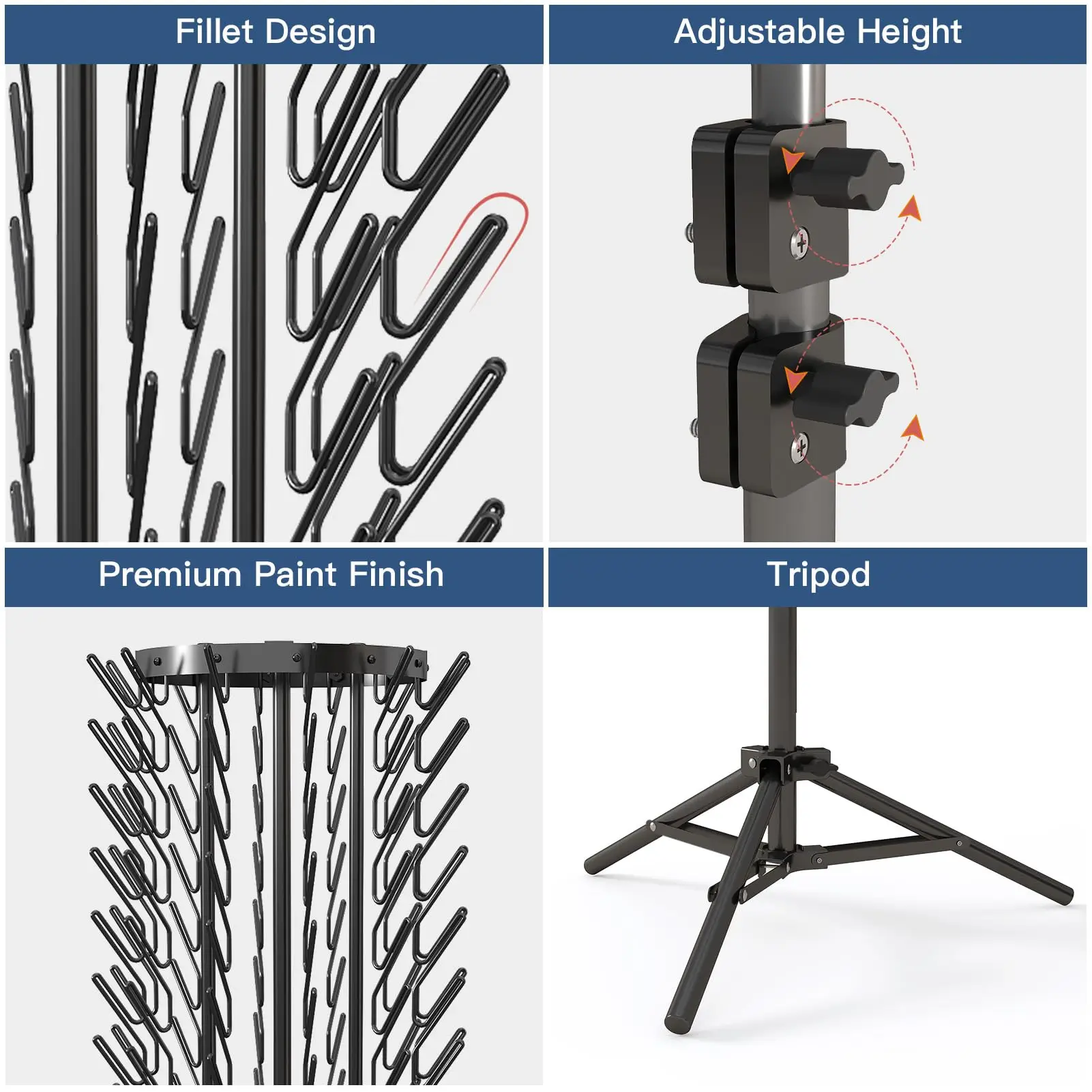New Rotation Braiding Hair Rack with 120 Pegs, Height Adjustable Hair Rack for Braiding Hair Extension Holder