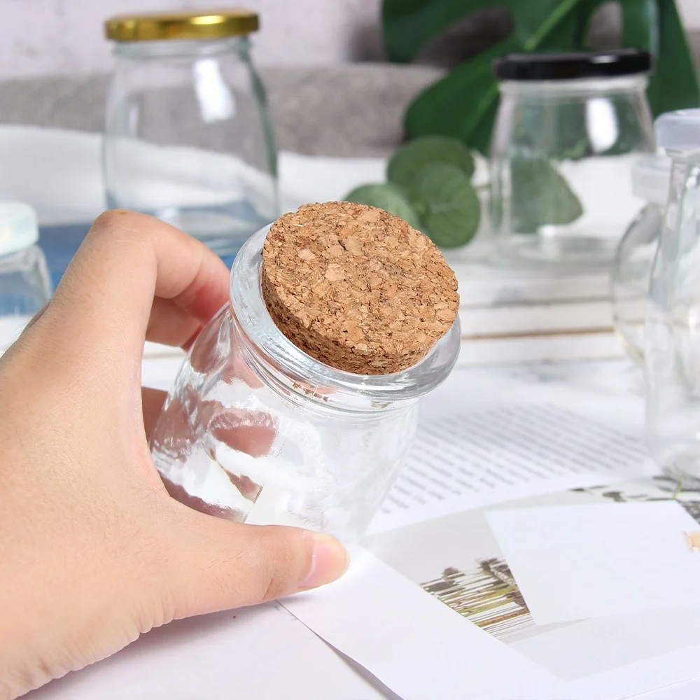 100ml 300ml Mini Wholesale Glass Pudding Yogurt Bottles Candy Jars Jam With Cork Lid